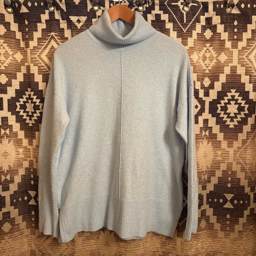 Calvin Klein Light Blue Sweater, Mock / Turtle Neck, Size Medium